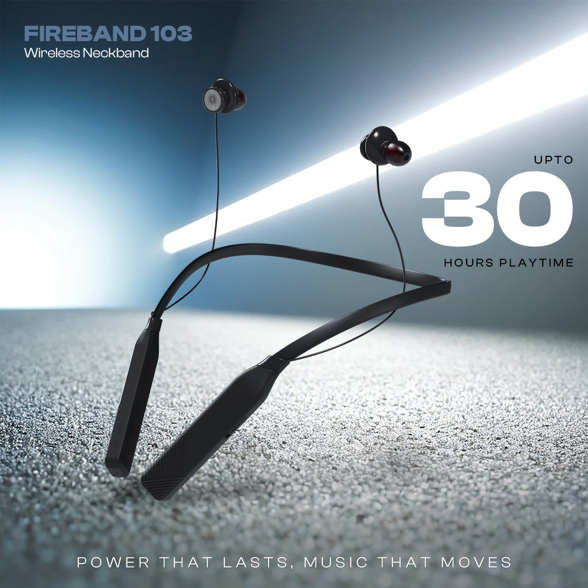 iNFiRe FireBand 103 in-Ear BT 5.3v Neckband with Up to 30 Hours Playback | Type C | IPX5 Water Resistant | Voice Assistant | 10 mm Driver & Magnetic Earpeice (Black)