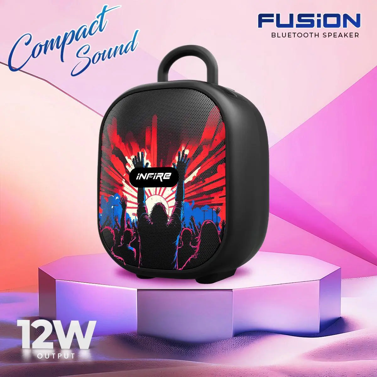 iNFiRe Fusion 12W Portable Speaker Upto 8 Hrs Playtime With TWS Function, Mobile Holder & Type C Charging - iNFiRe