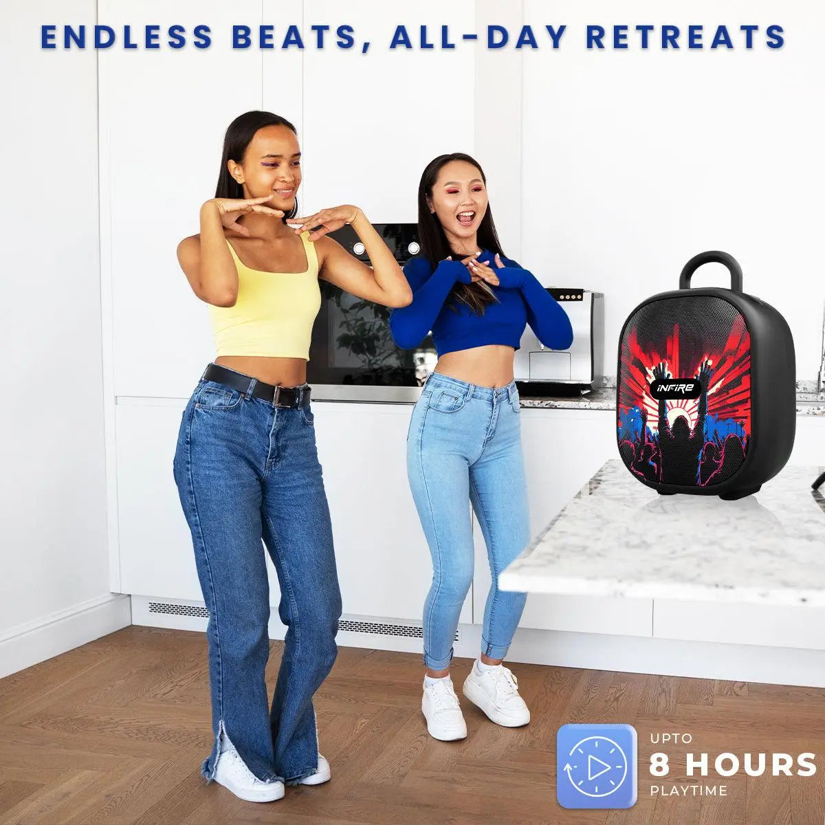 iNFiRe Fusion 12W Portable Speaker Upto 8 Hrs Playtime With TWS Function, Mobile Holder & Type C Charging - iNFiRe