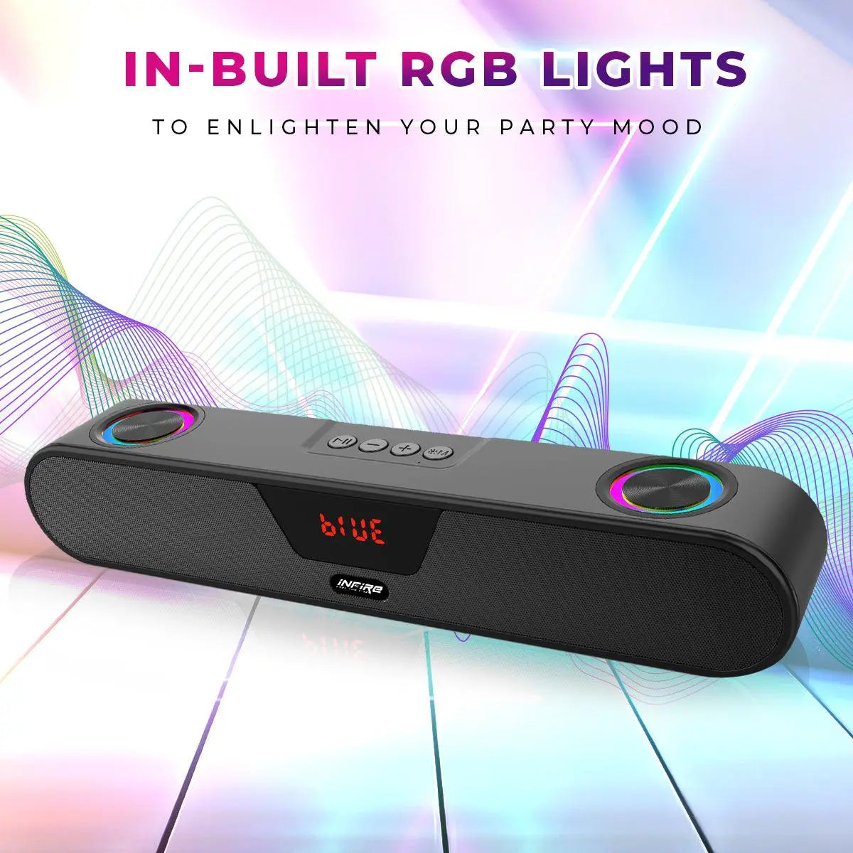 iNFiRe FireBar 20 upto 8 Hours PlayTime, 360* Surrounding Sound With RGB Lights 20 W Bluetooth Soundbar - iNFiRe