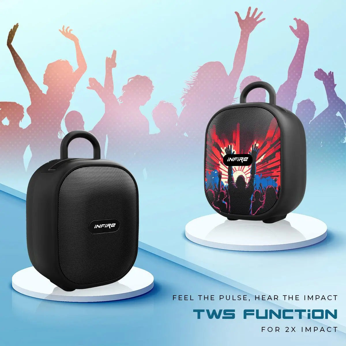 iNFiRe Fusion 12W Portable Speaker Upto 8 Hrs Playtime With TWS Function, Mobile Holder & Type C Charging - iNFiRe