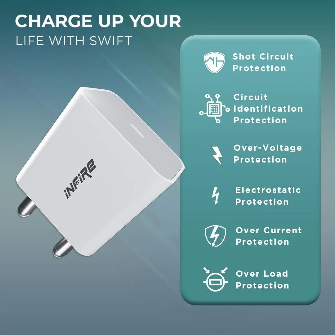 Swift PD 20W Type C Travel Adapter with Fast Charging - iNFiRe