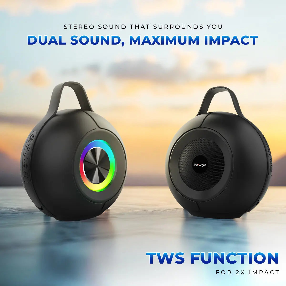 iNFiRe Dyanmite 12W Portable RGB Party Speaker Upto 8 Hrs Playtime With TWS Function - iNFiRe