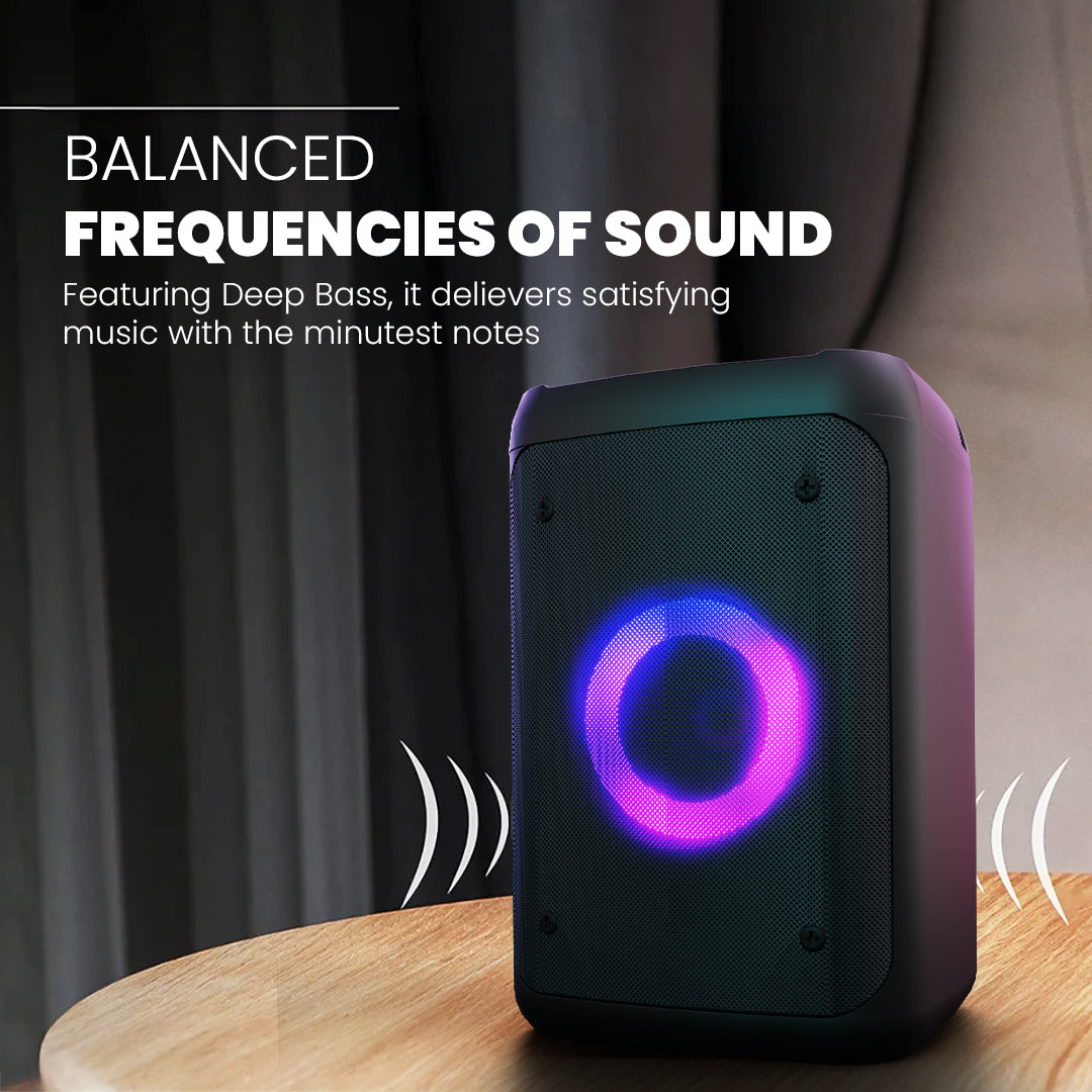 iNFiRe Breeze 15W Party RGB Speaker | RGB Lights | Karaoke Mic | BT 5.3 | AUX/USB/TF 15 W Bluetooth Party Speaker