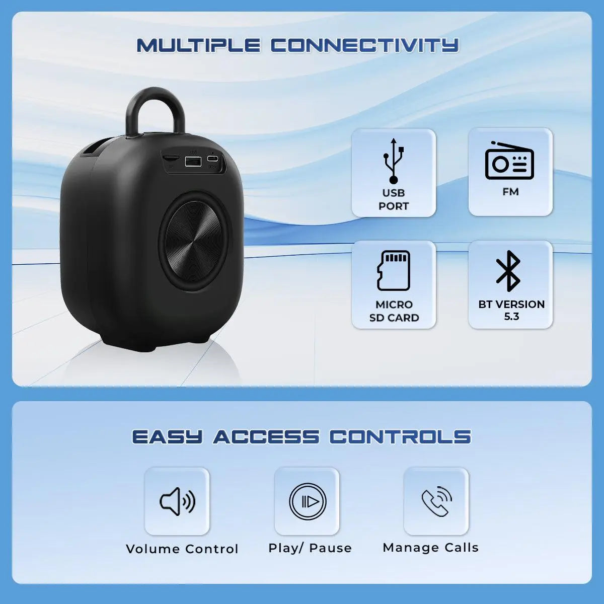 iNFiRe Fusion 12W Portable Speaker Upto 8 Hrs Playtime With TWS Function, Mobile Holder & Type C Charging - iNFiRe