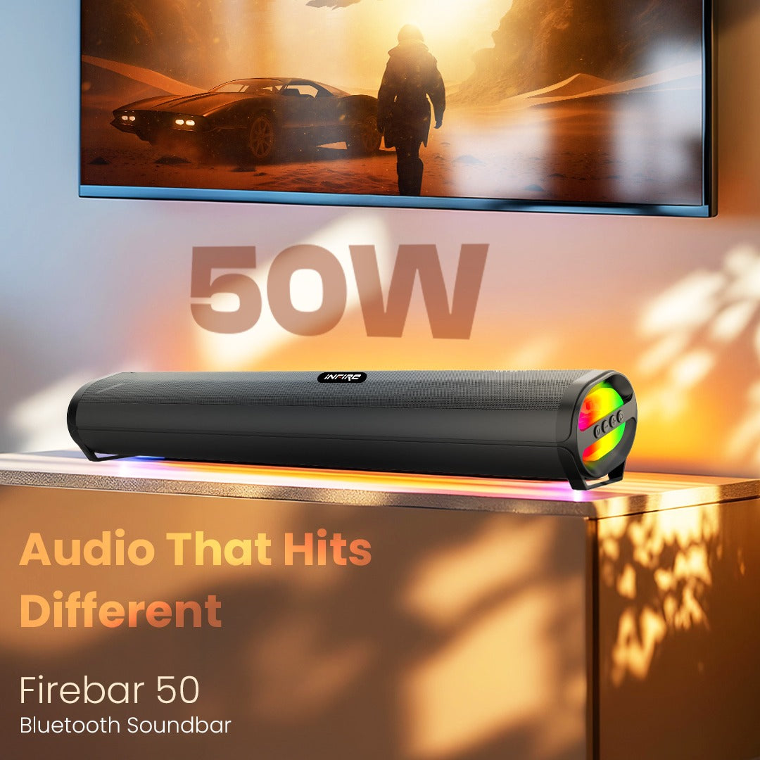 iNFiRe FireBar 50 50 W Bluetooth Soundbar| RGB Lights | BT 5.4 | Deep Bass | AUX/USB/TF/FM
