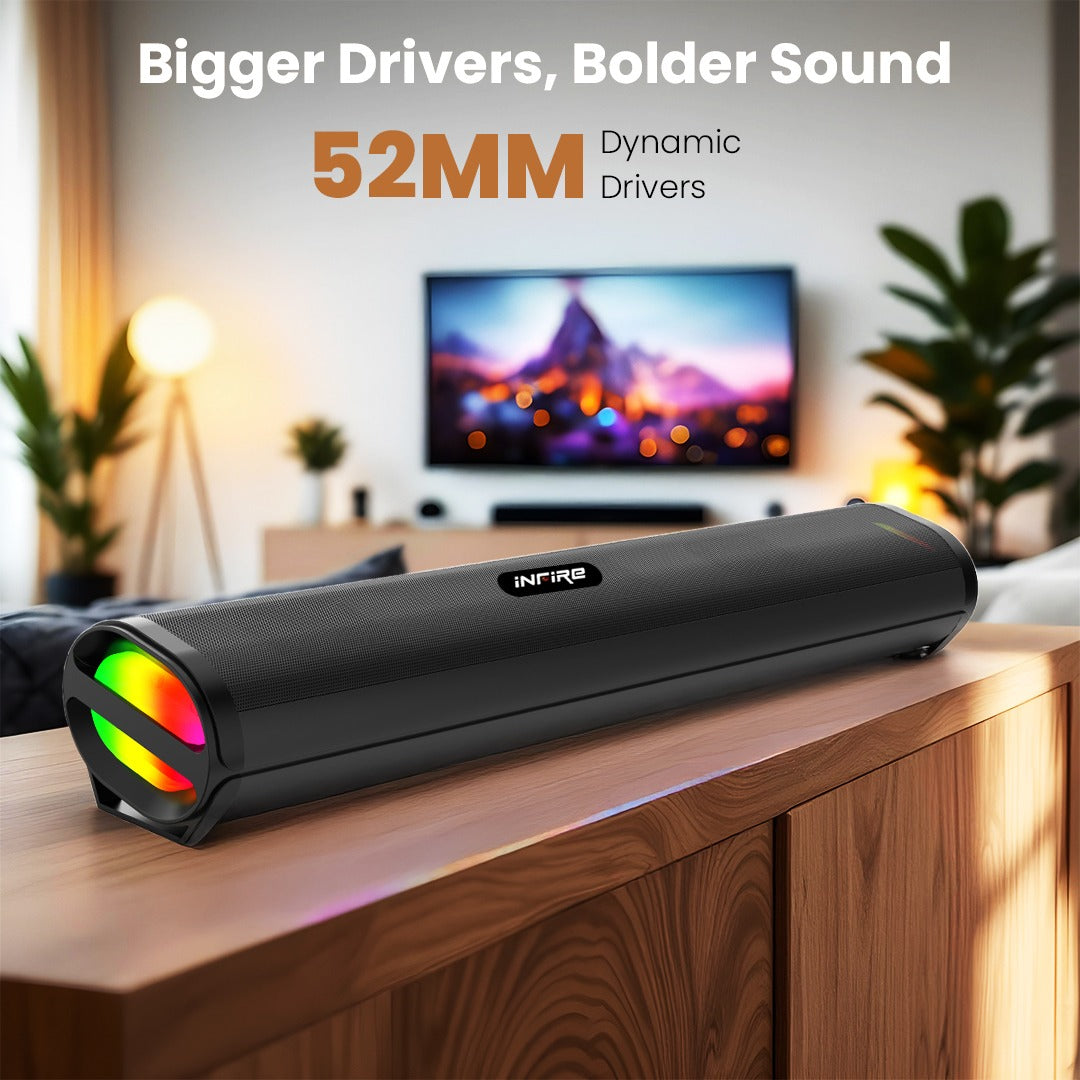 iNFiRe FireBar 50 50 W Bluetooth Soundbar| RGB Lights | BT 5.4 | Deep Bass | AUX/USB/TF/FM