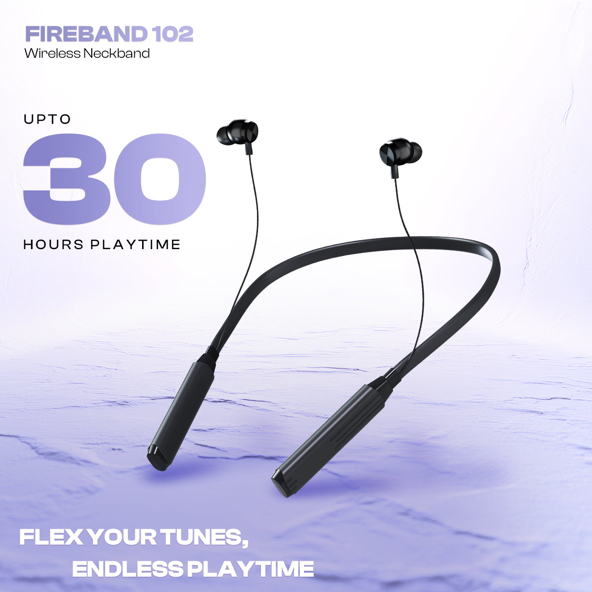 iNFiRe FireBand 102 in-Ear BT 5.3v Neckband with Up to 30 Hours Playback | Type C | IPX5 Water Resistant | Voice Assistant | 10 mm Driver & Magnetic Earpeice (Black)