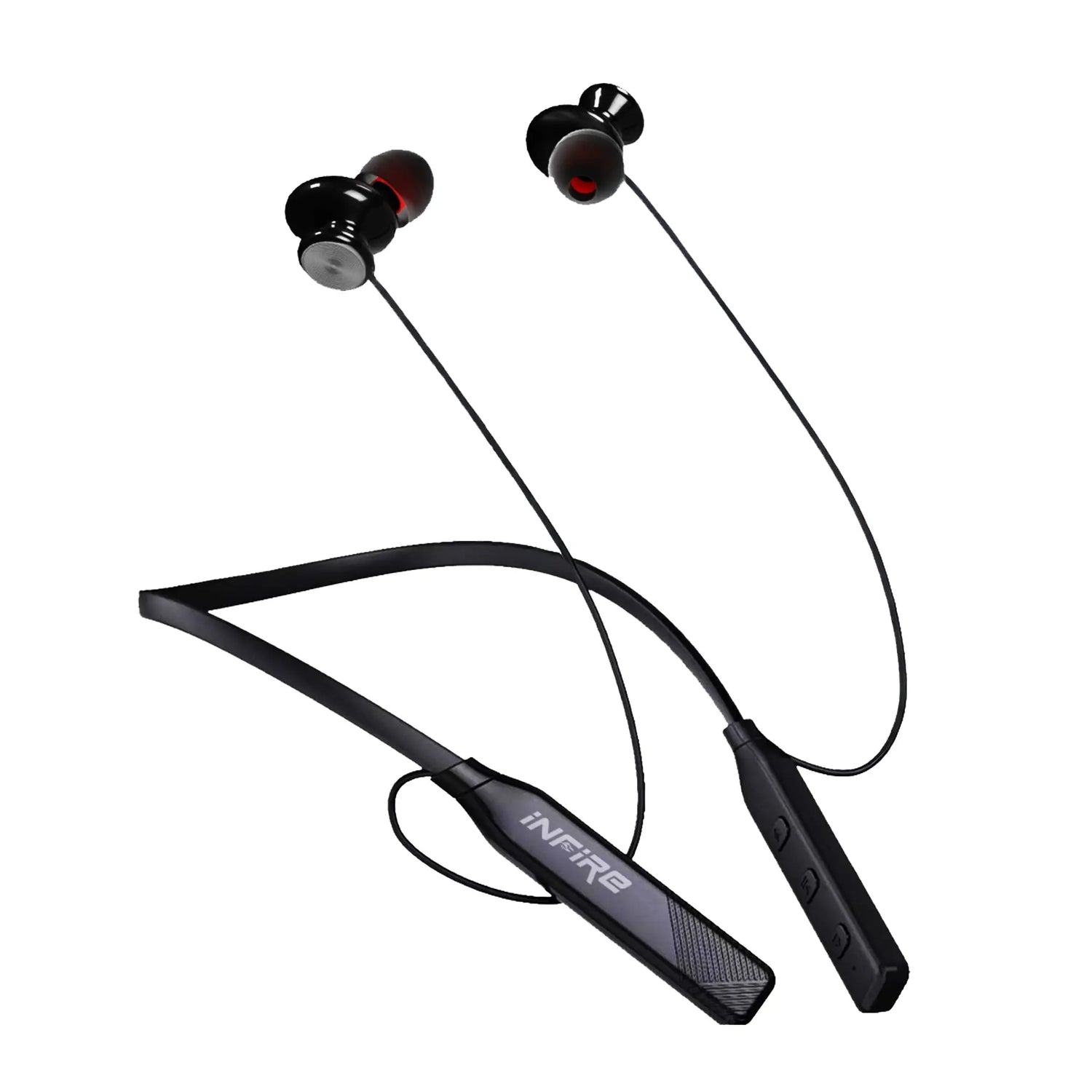 iNFiRe FireBand 103 in-Ear BT 5.3v Neckband with Up to 30 Hours Playback | Type C | IPX5 Water Resistant | Voice Assistant | 10 mm Driver & Magnetic Earpeice (Black) - iNFiRe