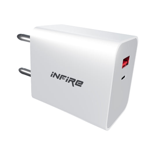 iNFiRe Turbo 20W Dual Port USB & Type C PD Fast Charger Adapter