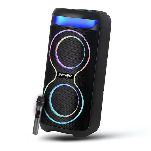 iNFiRe Thunder Pulse 100W Party Speaker | RGB | Wireless Mic | AUX/USB/BT 100 W Bluetooth Party Speaker