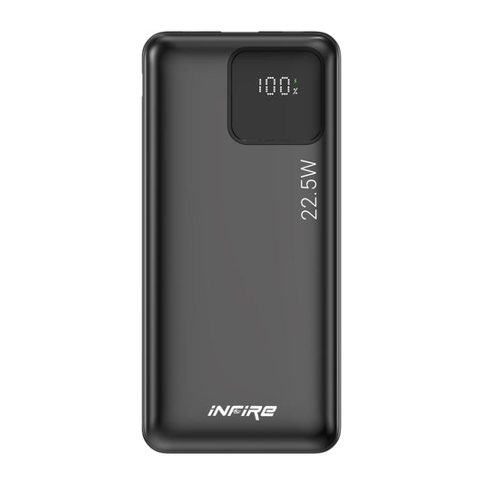 iNFiRe IGNITE QC PD Power Bank 22.5W Fast Charging | 1 USB Output , 1 Micro USB Input, Type C (Input & Output)| LED Display, Lightweight |  Lithium Polymer Power Bank