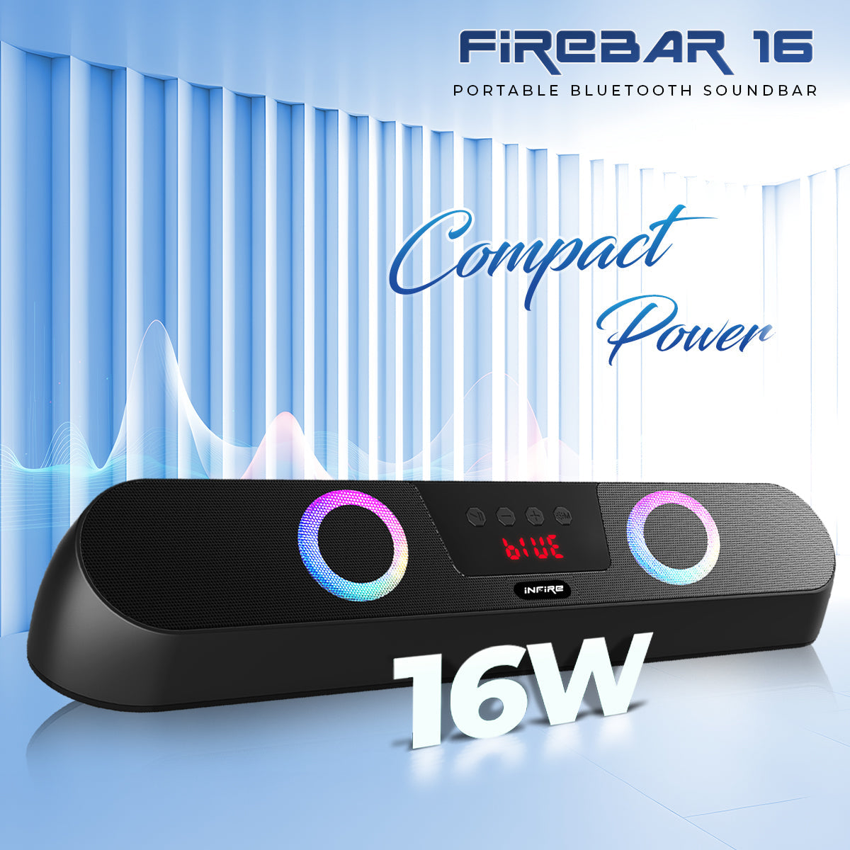 FireBar 16 upto 6 Hours PlayTime, Surrounding Sound With RGB Gaming Lights 16 W RGB Soundbar