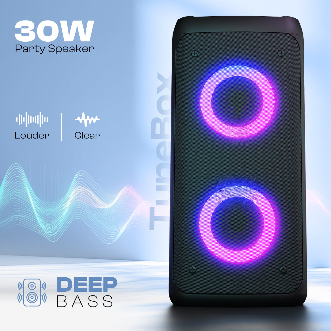 Tunebox | 30W Bluetooth Speaker | RGB Lights | TWS | Mic | BT 5.3 | AUX/USB/TF