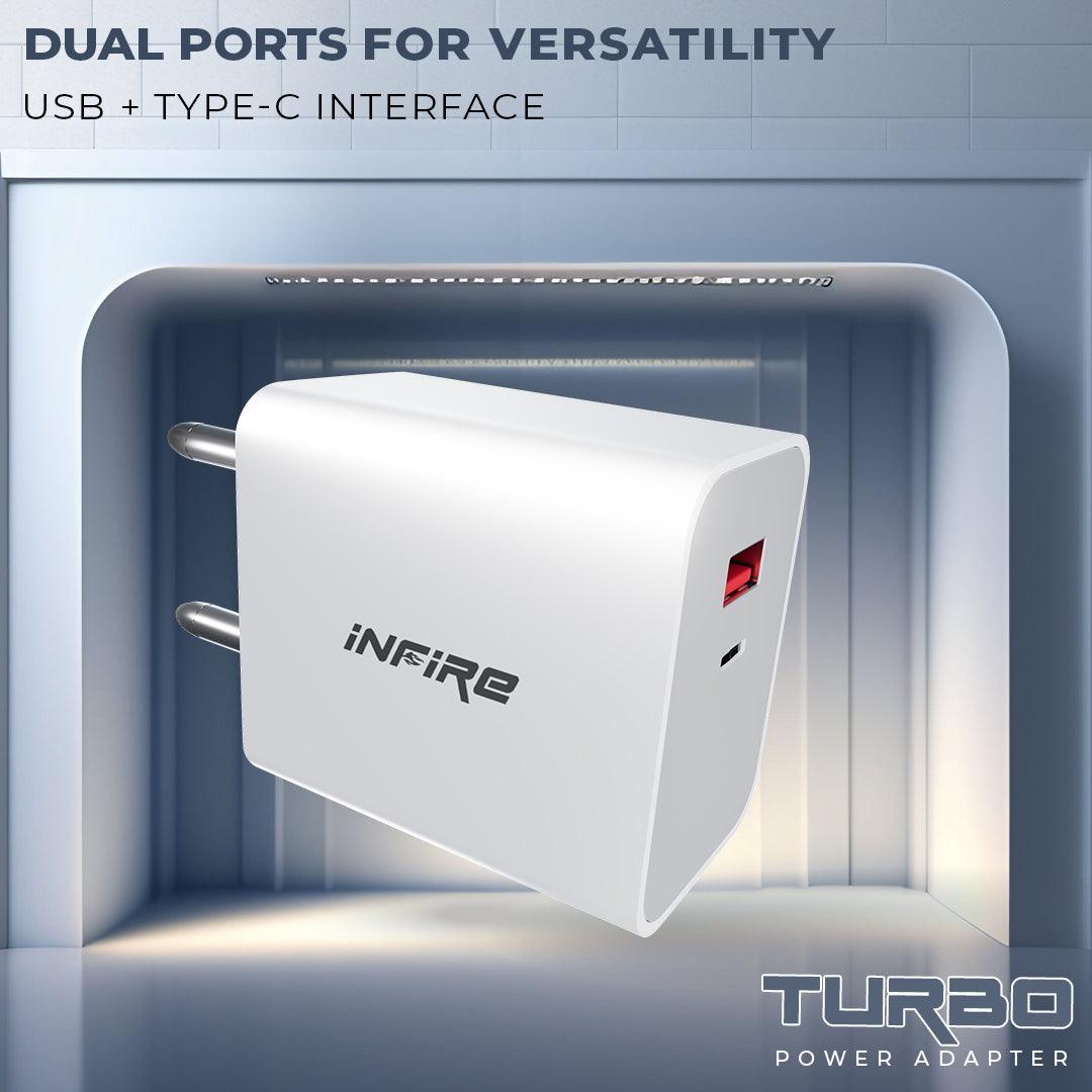Turbo 20W Dual Port USB & Type C PD Fast Adapter - iNFiRe