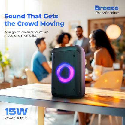 iNFiRe Breeze 15W Party RGB Speaker | RGB Lights | Karaoke Mic | BT 5.3 | AUX/USB/TF 15 W Bluetooth Party Speaker