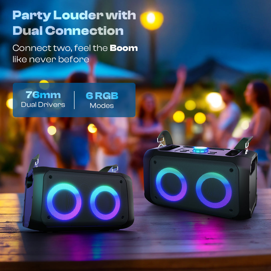 iNFiRe Boombox 24W Party Speaker | RGB Lights | Wired Mic | BT 5.3 | AUX/USB/FM/TF 24 W Bluetooth Party Speaker