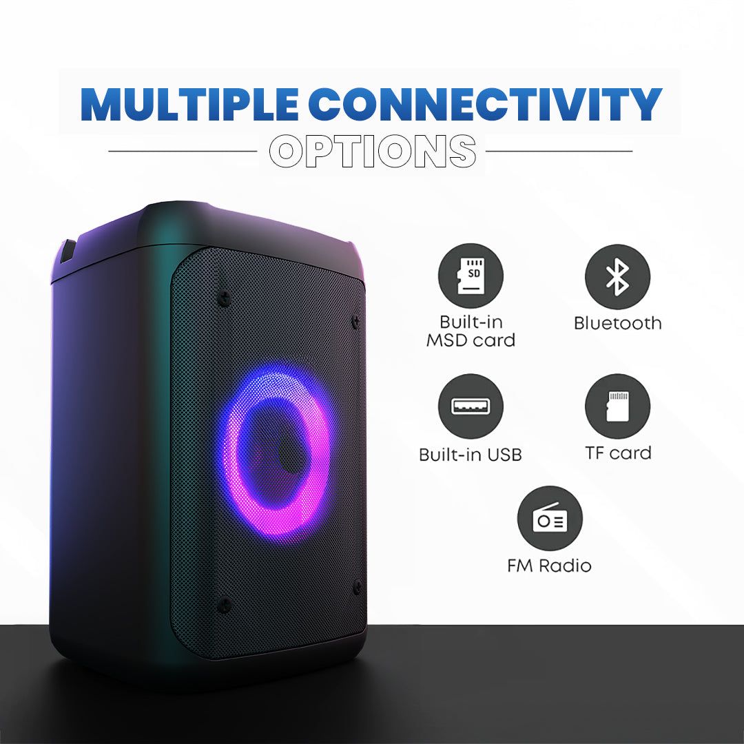 iNFiRe Breeze 15W Party RGB Speaker | RGB Lights | Karaoke Mic | BT 5.3 | AUX/USB/TF 15 W Bluetooth Party Speaker