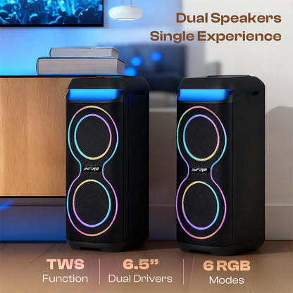 iNFiRe Thunder Pulse 100W Party Speaker | RGB | Wireless Mic | AUX/USB/BT 100 W Bluetooth Party Speaker