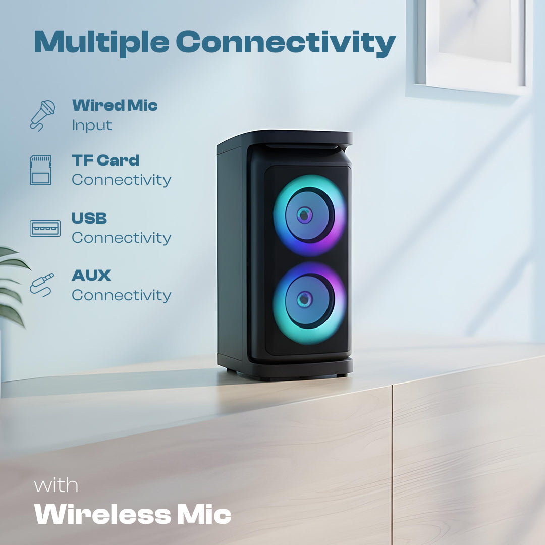 iNFiRe Thunder 40W Speaker | RGB Lights | BT 5.3 | Mic | AUX/USB/TF 40 W Bluetooth Party Speaker