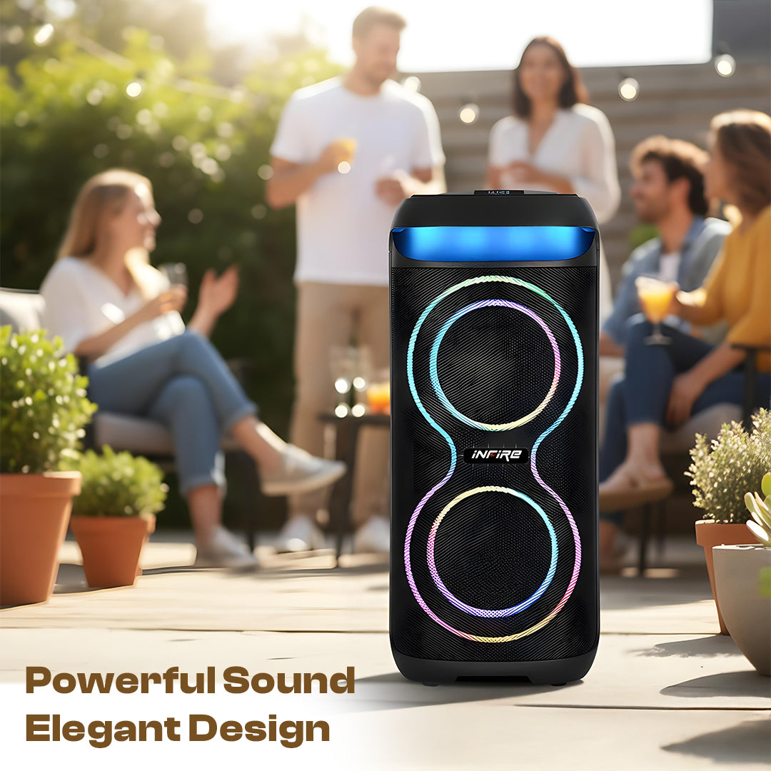 iNFiRe Thunder Pulse 100W Party Speaker | RGB | Wireless Mic | AUX/USB/BT 100 W Bluetooth Party Speaker