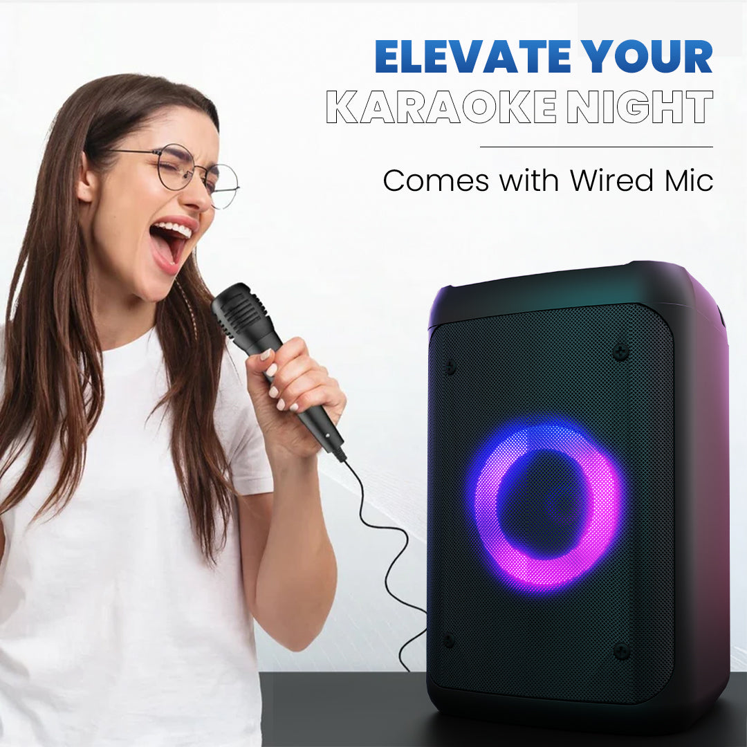 iNFiRe Breeze 15W Party RGB Speaker | RGB Lights | Karaoke Mic | BT 5.3 | AUX/USB/TF 15 W Bluetooth Party Speaker