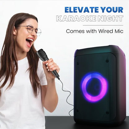 iNFiRe Breeze 15W Party RGB Speaker | RGB Lights | Karaoke Mic | BT 5.3 | AUX/USB/TF 15 W Bluetooth Party Speaker
