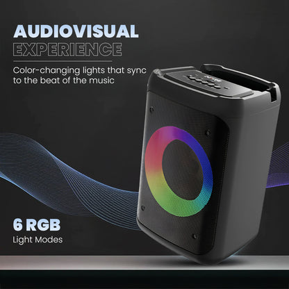 iNFiRe Breeze 15W Party RGB Speaker | RGB Lights | Karaoke Mic | BT 5.3 | AUX/USB/TF 15 W Bluetooth Party Speaker