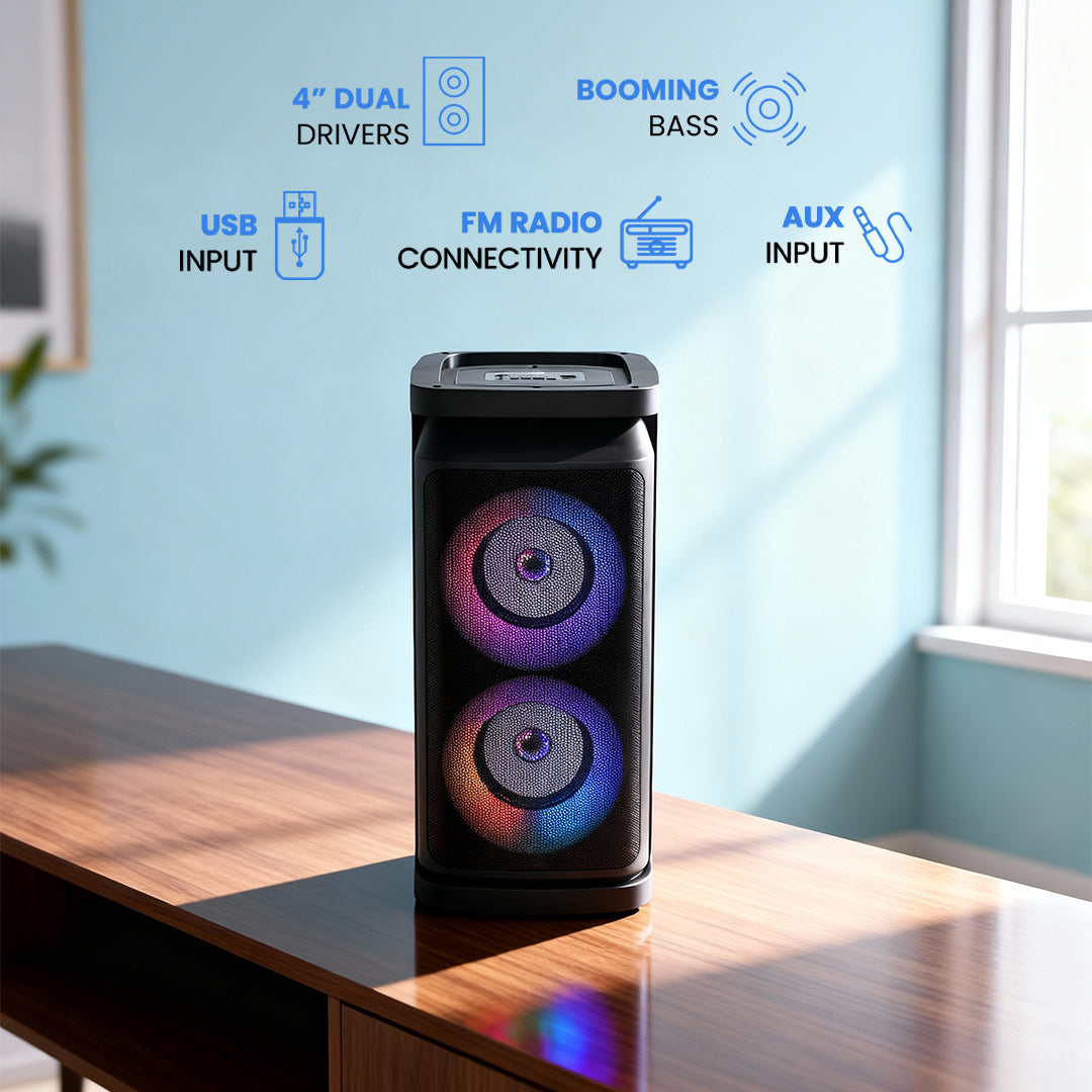iNFiRe Thunder 40W Speaker | RGB Lights | BT 5.3 | Mic | AUX/USB/TF 40 W Bluetooth Party Speaker