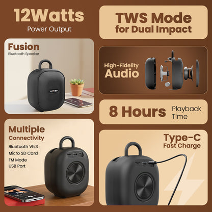 Fusion 12W Portable Bluetooth Speaker with 8 Hours Playtime