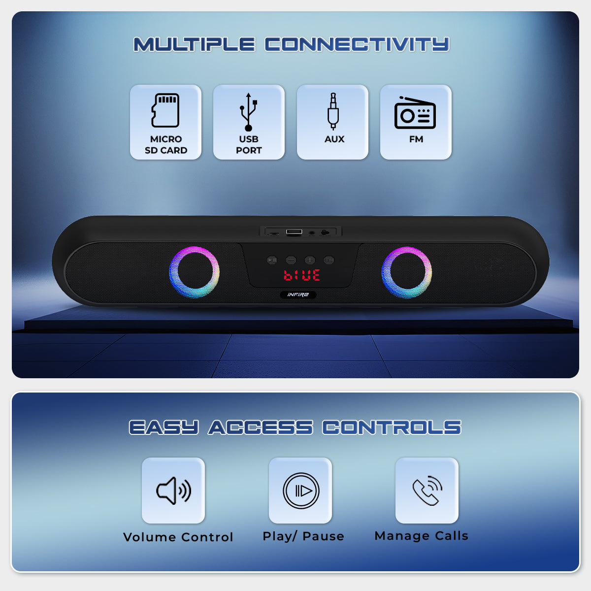 FireBar 16 upto 6 Hours PlayTime, Surrounding Sound With RGB Gaming Lights 16 W RGB Soundbar
